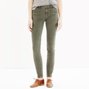 Madewell Utility Cargo Mid Rise Ankle pants Olive Sz 27